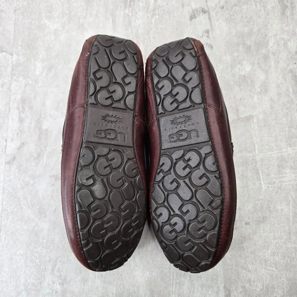Ugg Slipper Loafers Mens 11 Brown Leather Fur Lined Slip On Comfort Dress Shoes - Picture 7 of 12